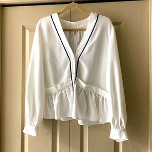 Topshop blouse white with black trim and gold buttons!